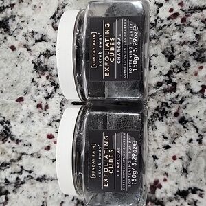 Sunday Rain Scrub Away Exfoliating Cubes, Charcoal. Two Jars Of 8 Cubes. New